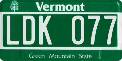 VT license plate LDK077