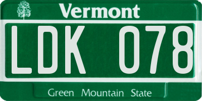 VT license plate LDK078