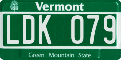 VT license plate LDK079