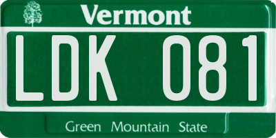 VT license plate LDK081