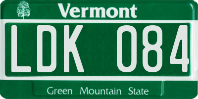 VT license plate LDK084