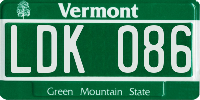 VT license plate LDK086