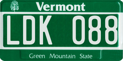 VT license plate LDK088
