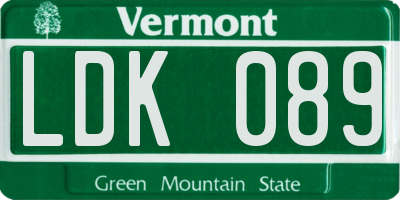 VT license plate LDK089