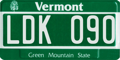 VT license plate LDK090