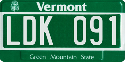 VT license plate LDK091