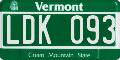 VT license plate LDK093