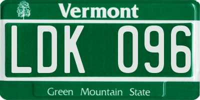 VT license plate LDK096