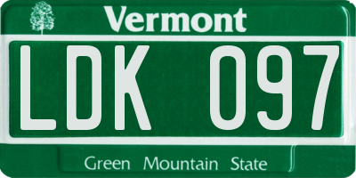 VT license plate LDK097