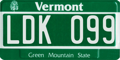 VT license plate LDK099