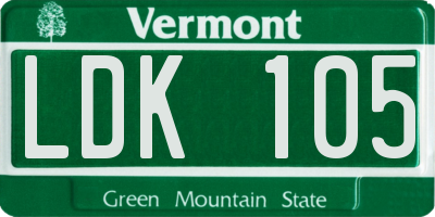 VT license plate LDK105