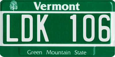 VT license plate LDK106