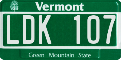VT license plate LDK107