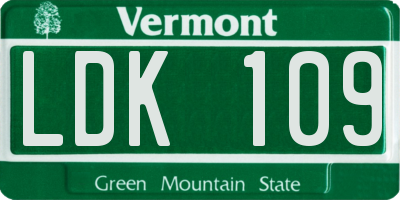 VT license plate LDK109