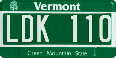 VT license plate LDK110