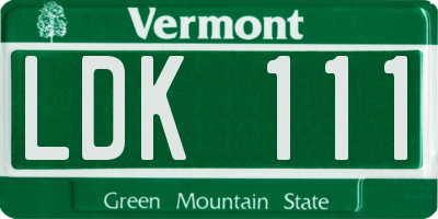 VT license plate LDK111