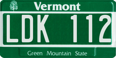 VT license plate LDK112