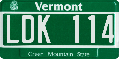 VT license plate LDK114