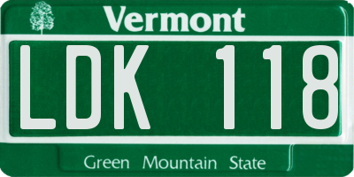 VT license plate LDK118