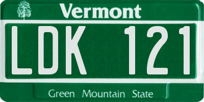 VT license plate LDK121