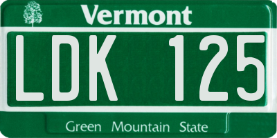 VT license plate LDK125