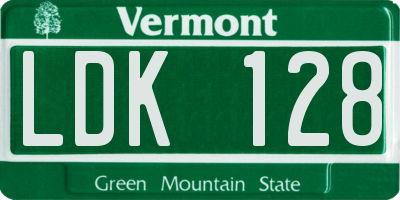 VT license plate LDK128