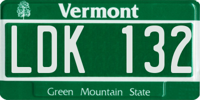 VT license plate LDK132