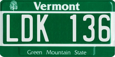 VT license plate LDK136