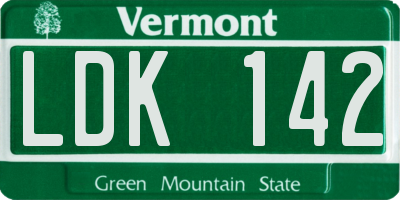VT license plate LDK142