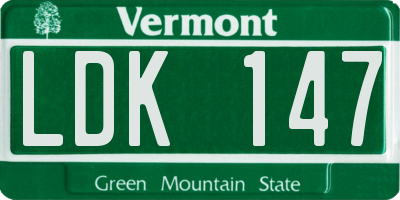 VT license plate LDK147