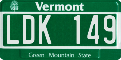 VT license plate LDK149