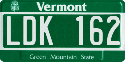 VT license plate LDK162