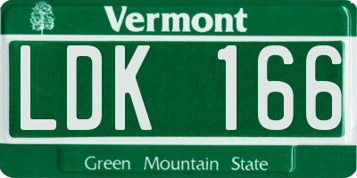 VT license plate LDK166