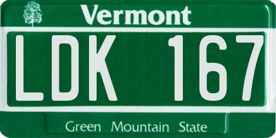 VT license plate LDK167