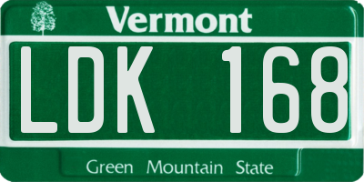 VT license plate LDK168