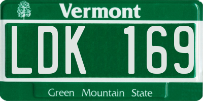 VT license plate LDK169