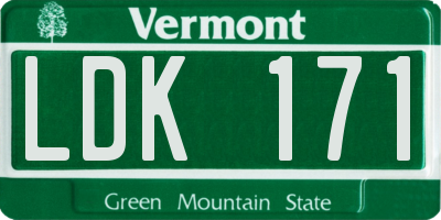 VT license plate LDK171