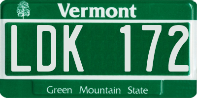 VT license plate LDK172