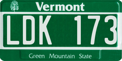 VT license plate LDK173