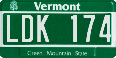 VT license plate LDK174
