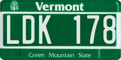 VT license plate LDK178