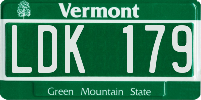 VT license plate LDK179