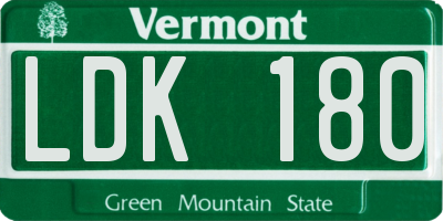 VT license plate LDK180