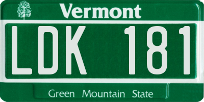 VT license plate LDK181
