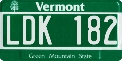 VT license plate LDK182