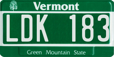 VT license plate LDK183