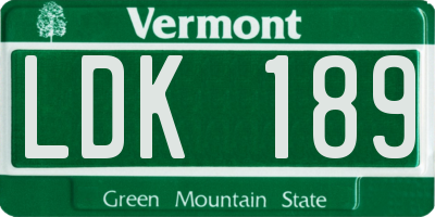 VT license plate LDK189