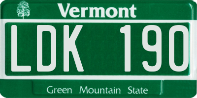 VT license plate LDK190