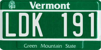 VT license plate LDK191