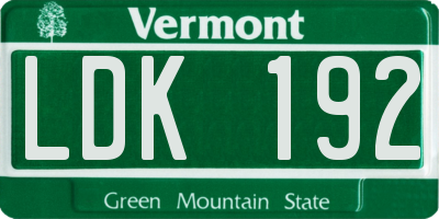 VT license plate LDK192
